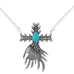 Kingman Turquoise Southwest 925 Silver Necklace (REXT132-10)