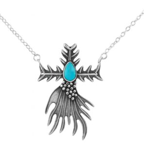 Kingman Turquoise Southwest 925 Silver Necklace (REXT132-10)