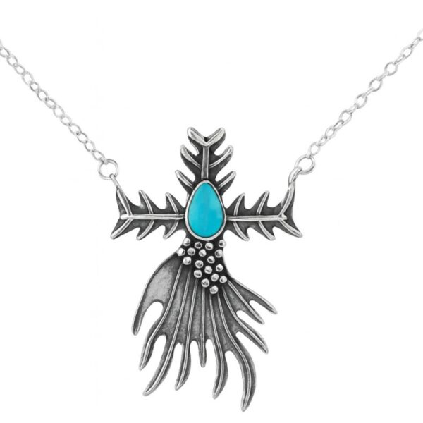 Kingman Turquoise Southwest 925 Silver Necklace (REXT132-10)