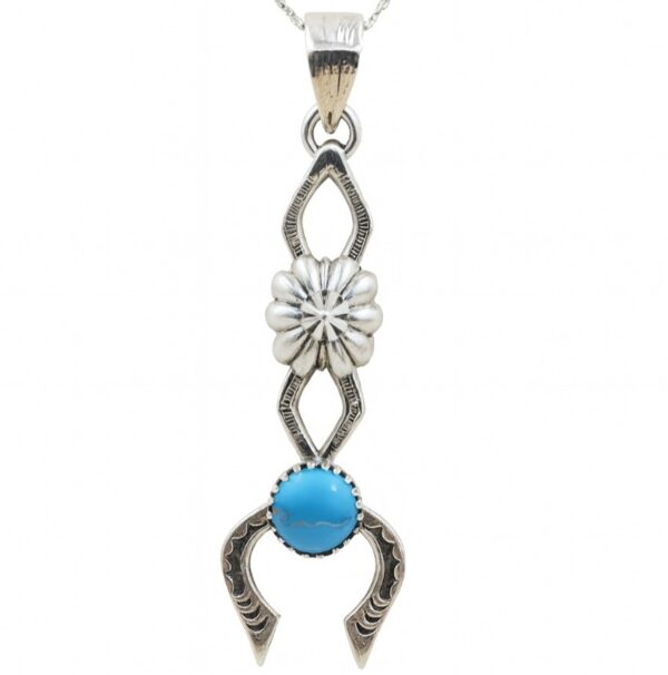 Kingman Turquoise 2" Southwest 925 Silver Pendant (REXT132-7)
