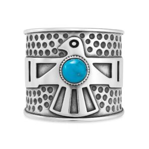 Kingman Turquoise Southwest 925 Sterling Silver Ring (REXT132-12)