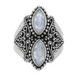 Cut Rainbow Moonstone 925 Sterling Silver Ring (REXT82-6)