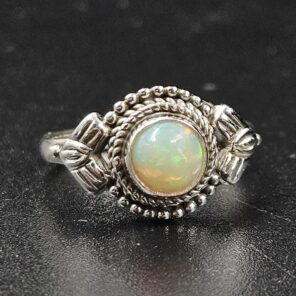 Ethiopian Opal 925 Sterling Silver Dainty Ring (RS66-71)