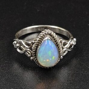 Ethiopian Opal 925 Sterling Silver Dainty Ring (RS66-70)