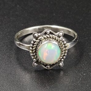 Ethiopian Opal 925 Sterling Silver Dainty Ring (RS66-68)