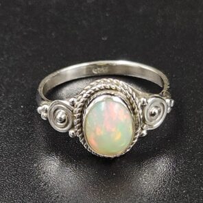 Ethiopian Opal 925 Sterling Silver Dainty Ring (RS66-67)