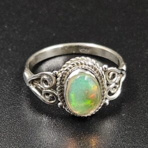 Ethiopian Opal 925 Sterling Silver Dainty Ring (RS66-66)