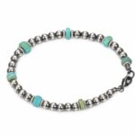 Kingman Turquoise & Navajo Pearls 925 Sterling Silver Bead Bracelet (RS57-34)