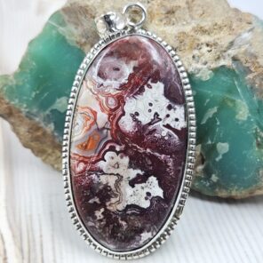 Crazy Lace Agate 2" 925 Sterling Silver XL Pendant (RS1-76)
