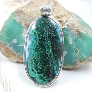 Chrysocolla 2.5" 925 Sterling Silver XL Pendant (RS1-83)