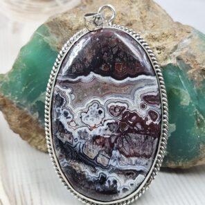 Crazy Lace Agate 2" 925 Sterling Silver XL Pendant (RS1-74)