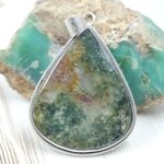 Moss Agate 2.5" 925 Sterling Silver XL Pendant (RS1-88)