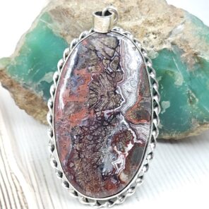 Crazy Lace Agate 2" 925 Sterling Silver XL Pendant (RS1-75)