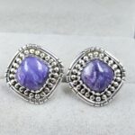 Charoite 925 Sterling Silver Stud Earing (REXT141-39)