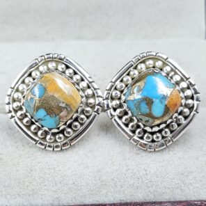 Spiny Oyster Turquoise 925 Sterling Silver Stud Earing (REXT141-34)