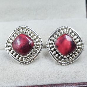 Red Rose Dahlia 925 Sterling Silver Stud Earing (REXT141-37)