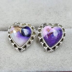 Purple Dahlia Turquoise 925 Sterling Silver Stud Earring (REXT142-11)