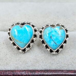 Kingman Turquoise 925 Sterling Silver Stud Earring (REXT142-10)