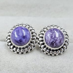 Charoite 925 Sterling Silver Stud Earing (REXT141-45)