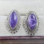 Charoite 925 Sterling Silver Stud Earring (REXT142-14)