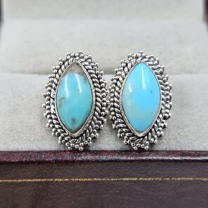 Kingman Turquoise 925 Sterling Silver Stud Earring (REXT142-13)