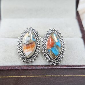 Spiny Oyster Turquoise 925 Sterling Silver Stud Earring (REXT142-12)