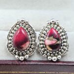 Red Rose Dahlia 925 Sterling Silver Stud Earring (REXT142-24)