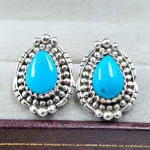 Kingman Turquoise 925 Sterling Silver Stud Earring (REXT142-29)