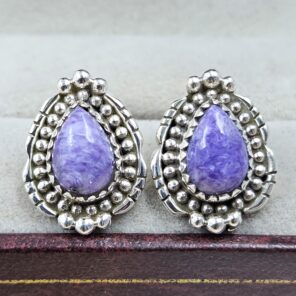 Charoite 925 Sterling Silver Stud Earring (REXT142-30)