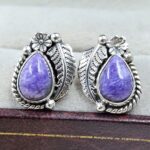 Charoite 925 Sterling Silver Stud Earring (REXT142-4)