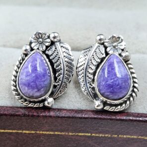 Charoite 925 Sterling Silver Stud Earring (REXT142-4)
