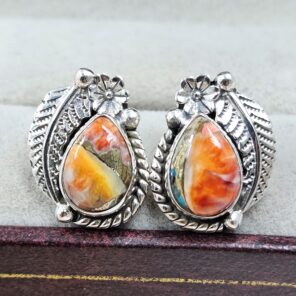 Spiny Oyster Turquoise 925 Sterling Silver Stud Earring (REXT142-6)