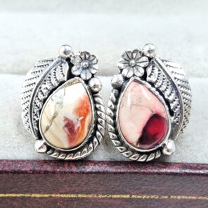 Red Rose Dahlia 925 Sterling Silver Stud Earring (REXT142-7)