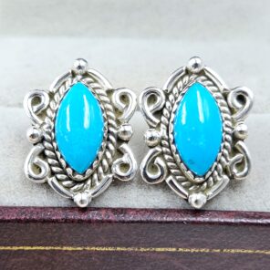 Kingman Turquoise 925 Sterling Silver Stud Earring (REXT142-41)