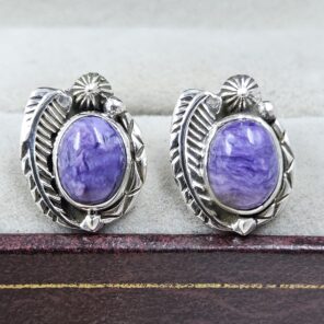 Charoite 925 Sterling Silver Stud Earing (REXT141-55)