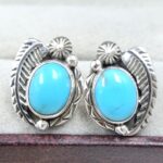Kingman Turquoise 925 Sterling Silver Stud Earing (REXT141-53)