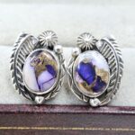 Purple Dahlia Turquoise 925 Sterling Silver Stud Earing (REXT141-57)