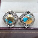 Spiny Oyster Turquoise 925 Sterling Silver Stud Earring (REXT142-15)
