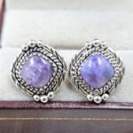 Charoite 925 Sterling Silver Stud Earring (REXT142-17)