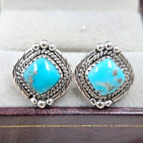 Kingman Turquoise 925 Sterling Silver Stud Earring (REXT142-20)