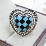 Mohave Turquoise & Checkerboard Size US 10 925 Sterling Silver Ring (REXT139-29)