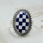 Checkerboard Size US 7 925 Sterling Silver Ring (REXT139-20)
