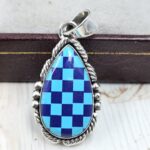 Mohave Turquoise & Checkerboard 1.25" 925 Sterling Silver Pendant (REXT139-34)