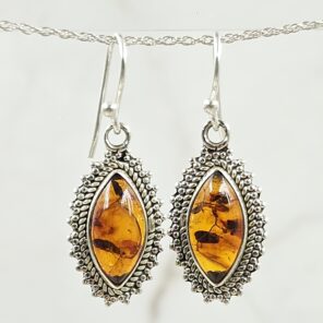 Amber 1.25" 925 Sterling Silver Earing (RS30-373)