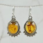 Amber 1.25" 925 Sterling Silver Earing (RS30-374)