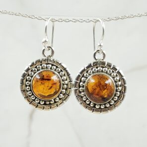 Amber 1.25" 925 Sterling Silver Earing (RS30-375)