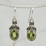 Peridot 1.25" 925 Sterling Silver Earrings (REXT55-219)