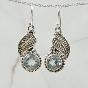 Blue Topaz 1.25" 925 Sterling Silver Earrings (REXT55-217)