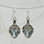 Blue Topaz 1.25" 925 Sterling Silver Earrings (REXT55-197)