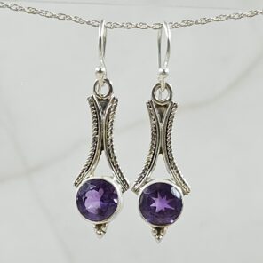 Amethyst 1.25" 925 Sterling Silver Earrings (REXT55-202)